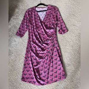 Katherine Way Wrap Ruched Dress Sz Large